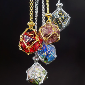 Collar de Dados de Resina de Piedra D&D, Soporte para 6 Dados, Colgante de Aleación de Zinc para <span class=keywords><strong>Juegos</strong></span> de Rol, Cadena Desmontable, Accesorio Portátil para Gamers - Product Image 2