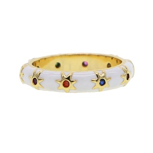 Fashion Engagement Band Jewelry White Enamel rainbow Cz starburst <strong>Stack</strong> Stacking Women <strong>Ring</strong> - Product Image 1