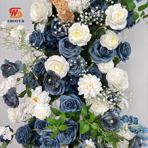 SMOOTH Flor colgante artificial Decoración Escenario Pasillo Centro de mesa Rosa blanca y azul Hortensia Flor Corredor Arreglo - Product Image 2