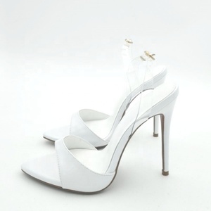 Sandales à talons hauts pour femmes, grande taille 47, en PVC, à bride arrière avec boucles, bout ouvert pointu, coupe large, style slingback - Product Image 3