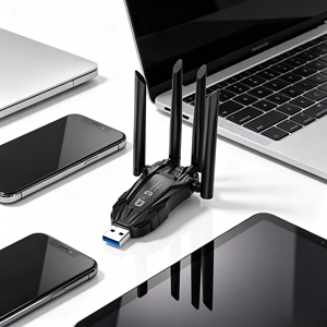 Carte réseau sans fil USB WiFi5 650 Mbps avec 4 antennes à gain élevé, adaptateur <span class=keywords><strong>WiFi</strong></span> double bande Plug & Play pour PC portable - Product Image 4