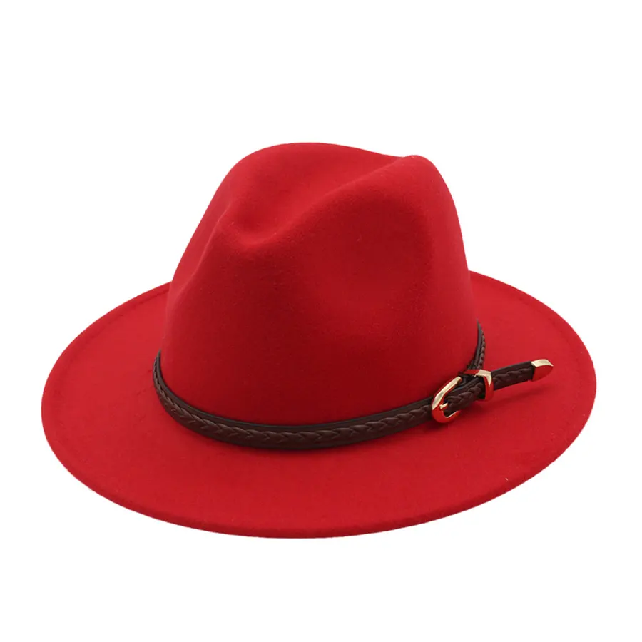 Cheap Wholesale Braid Shape Leather Decor Cotton Felt Fedora Hat Jazz Hat