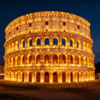 Farol LED Decorativo Grande para Exteriores, Estilo Coliseo Romano, para Parques Temáticos