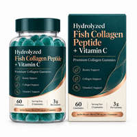 Gummies de collagène de poisson hydrolysé avec vitamine C, biotine, acide hyaluronique et grenade, 60 unités, marque privée OEM
