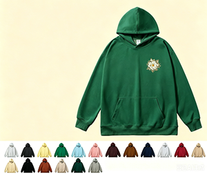 Unisex Oversized Hooded Sweatshirt 100% Cotton Fleece Floral Embroidery Front Pocket Casual Autumn Wear - Product Image 1