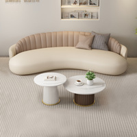 Ensemble de canapés modulaires incurvés de luxe nordique moderne en cuir synthétique confortable pour réception et salon de beauté