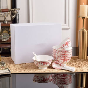 Assiettes plates et bols en céramique nordique luxueuse, design de luxe, 6 bols, 6 cuillères, en stock, mariages, restaurants - Product Image 4