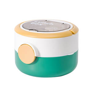 Boîte à lunch 60X ronde en acier inoxydable 304, double couche, isolée, compatible micro-ondes, portable, design uni - Product Image 1