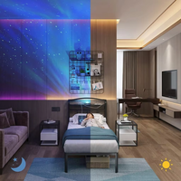 Einzelbett für Fabrik, Zuhause, Hotel, Krankenhaus, Apartment, Suite, Schule, 2-Meter-Eisenbett mit Ambientelicht und Sieben-Sterne-Projektor