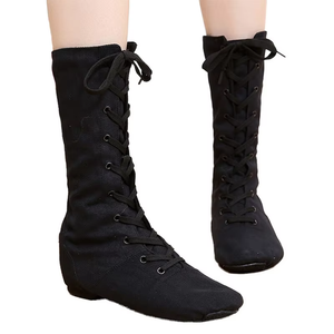 Botas de Baile de Jazz de Lona con Suela Blanda para Adultos, Precio de Fábrica, Botas de Baile con Cordones y Suela Partida para Jazz Moderno, Disfraz de Halloween - Product Image 4