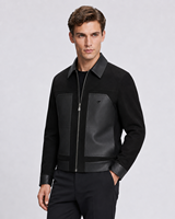 Blouson Bomber Homme en Coton et Daim Noir, Coupe Slim Premium, avec Logo Cristal Personnalisé sur le Devant, Style Décontracté Hiver, Contraste Universitaire