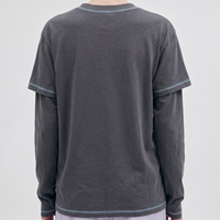 T-shirt à manches longues en coton de haute qualité, effet deux pièces, imprimé, décontracté, nouvelle collection automne, pour le sport et le quotidien, directement de l'usine