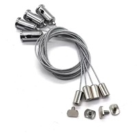 Kit de Suspensión de Cable de Acero Inoxidable Ajustable para Lámpara Lineal LED con Tensor de Cable y Pernos en T, Plateado/Negro