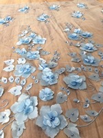 Tissus en dentelle nigériane rose de haute qualité 2021 avec broderie en maille et appliques florales 3D en tulle pour mariée