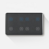 Interrupteur double combiné 8 gangues 147*86 norme britannique pour éclairage intelligent ZigBee / rideau / ventilateur / gradation / interrupteur 10A / 30A, commande vocale IA / application