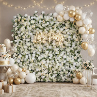 MoKtong White Rose 5D Flower Wall Backdrop 8ft X 8ft dengan Kain Latar Belakang Gulung dan Stand yang Dapat Disesuaikan untuk Bridal Shower Photo Booth