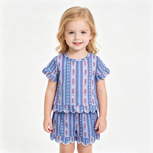 Conjuntos de Ropa para Bebés Niñas con Lazos y Estrellas, Estilo Boutique Personalizado, Trajes del 4 de Julio, Venta al por Mayor, Ropa Patriótica para Niños, Nueva Moda de Fábrica - Product Image 3