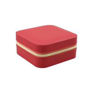 Boîte à bijoux indienne en daim avec miroir et fermetures éclair, emballage personnalisé en plastique avec couvercle en cuir, petit ensemble rond - Product Image 4