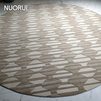 Tapis rond sur mesure sculpté en 3D, antidérapant, avec envers en coton, pour décoration intérieure moderne ivoire et revêtement de sol de salon de boutique