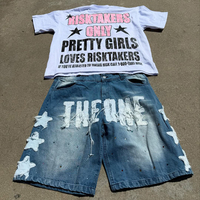 Fabricant sur mesure de vêtements vintage, t-shirts et jorts personnalisés avec impression, pour hommes, design délavé, ensembles pour hommes