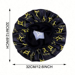 Gorro de Satén con Estampado de los 12 Signos del Zodiaco, Personalizable con Logotipo, Talla Extra Grande, para Dormir, Uso Diario en Exteriores, para Mujeres, Cuatro Estaciones - Product Image 3