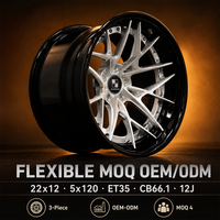Jantes forgées 3 pièces noires à 12 rayons argentées 22x12 5x120 ET35 6061 T6 sur mesure à déport profond pour Audi