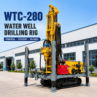 Foreuse hydraulique pour puits d'eau profonde de 280 m WTC-280, moteur diesel 78 kW, force de levage de 18 T, montée sur chenilles portable, pompe incluse