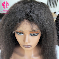 Perruques frontales lisses crépues en cheveux humains brésiliens 100% naturels, densité 200, avec dentelle HD 13x4, double tirage, qualité 12A, fournisseur