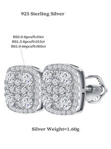 Lüks rodyum kaplama ince laboratuvar yetiştirilen elmas küpe VVS Moissanite özel kadınlar S925 gümüş saplama küpe - Product Image 4