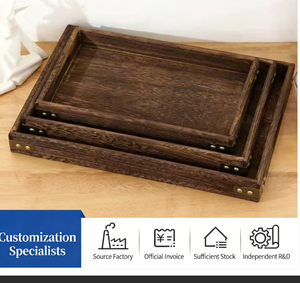 Plateau de service en bois massif de qualité supérieure, plateau à thé rustique en bois de Paulownia pour la maison, le café et les collations - Product Image 3