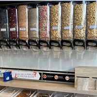 JIACHENXIN Distributeur de bonbons, Présentoir à céréales, Boîte à noix, Conteneur à doseur, Bacs à doseur en plastique transparent pour aliments en vrac, Modèle pour bonbons