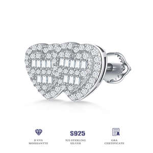 Orecchini a Perno a Forma di Cuore in Argento Sterling 925 con Moissanite di Alta Qualità, Regalo di Nozze, Spedizione Senza Dazi - Product Image 4