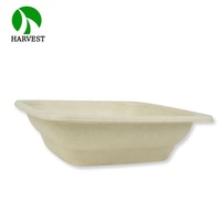 Boîte à lunch carrée jetable personnalisée en bagasse, micro-ondable, 24 oz, de qualité alimentaire, avec couvercle