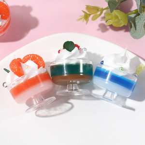 Miniature simulated <b>ice</b> cream dessert cup <b>chain</b> keychain backpack schoolbag ornaments street vendor small commodities gifts - Product Image 3