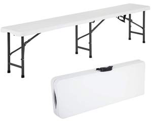 ราคาขายส่งกลางแจ้ง <span class=keywords><strong>5ft</strong></span> พับครึ่งพลาสติกพับได้ม้านั่งตั้งแคมป์สีขาว - Product Image 1