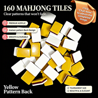 Ensemble de tuiles de mahjong américaines peintes à la main de luxe jaunes Paris, 160 pièces, trois couches en acrylique avec tapis en néoprène, Maison Mahjong