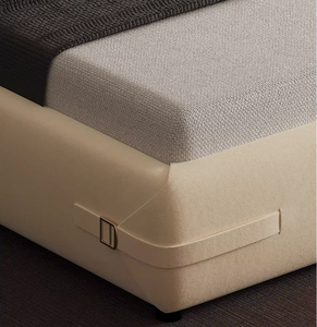 이탈리아 명품 모던 침실 가구 소프트 침대 수납형 벨벳 가죽 오크 원목 프레임 미니멀 스타일 - Product Image 6