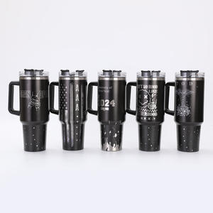 Bicchiere in acciaio inossidabile 304 di Natale da 40 once con coperchio inciso al Laser a doppia parete rivestito in oro con paglia calda fredda per il campeggio - Product Image 3