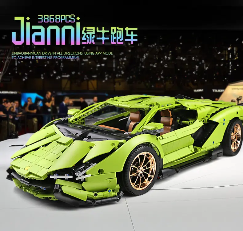 1:8เลโก้ Technic รถรุ่น42115 Lamborghinis Sian FKP 37การแข่งขันรถประกอบอาคารบล็อกอิฐของเล่นเด็ก Rc รถ