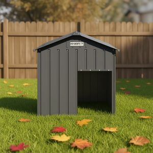 บ้านสุนัขขนาดกลาง สีแอนทราไซต์ โครงเหล็กชุบสังกะสี รุ่น D0100XFTE7T สำหรับกลางแจ้ง ทุกฤดู สไตล์เรียบง่าย รูปทรงสี่เหลี่ยมผืนผ้า - Product Image 2