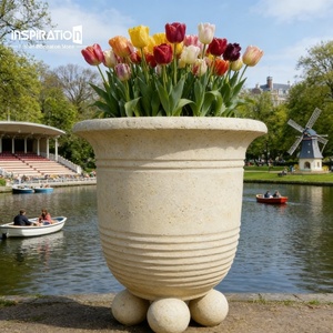 Urne de <span class=keywords><strong>jardin</strong></span> en pierre polymère, style classique, pour terrasse, art classique, urne d'hôtel, vase en grès vieilli - Product Image 1