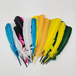 Commercio all'ingrosso 10-12 pollici colori tinti bianchi turchia tondi ala <span class=keywords><strong>piume</strong></span> d'oca <span class=keywords><strong>di</strong></span> tacchino per Bouquet maschera floreale tiare costumi - Product Image 1