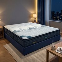Matelas hybride durable King Size avec surmatelas en mousse, tissu polyester, épaisseur 25 cm, design contemporain, emballé sous vide dans un carton