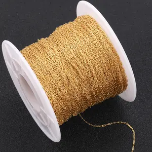 0.8Mm Rvs Kettingen Roll Spool 18K Pvd Vergulde Paperclip Link Paperclip Dunne Kettingen Voor Sieraden maken Ketting