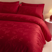 Parure de lit de mariage de luxe jacquard rouge haut de gamme 4 pièces, comprenant une housse de couette et un drap-housse, pour chambre nuptiale, jeune couple