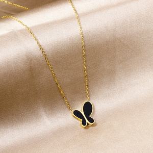 Colliers papillon en acier inoxydable à la mode pour femmes, bijoux plaqués or, colliers en coquillages - Product Image 2