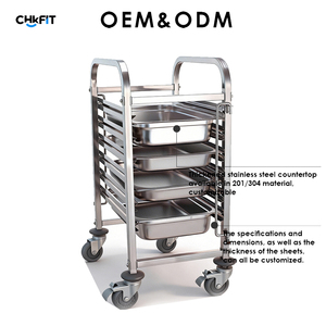 Chariot utilitaire commercial en acier inoxydable personnalisé CFT, roulettes à 4 roues, certifié NSF, capacité de charge de 300 kg/m, hauteur réglable - Product Image 2