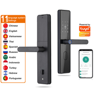 Nuevo producto Seguridad TUYA WIFI Cerradura electrónica de huellas dactilares Desbloqueo remoto Tarjeta digital Llave Inteligente Cerradura de puerta inteligente