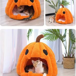 Cozy <span class=keywords><strong>Pumpkin</strong></span> Shape Halloween <span class=keywords><strong>Cat</strong></span> <span class=keywords><strong>Bed</strong></span> con cojín lavable Estilo vintage Indoor <span class=keywords><strong>Cat</strong></span> House Tent Cute <span class=keywords><strong>Cat</strong></span> Furniture <span class=keywords><strong>Bed</strong></span> - Product Image 6