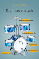 Large Colorful Light Plastic 6-Piece Children's Drum Set for Boys and Girls Beginner Jazz Percussion Instrument